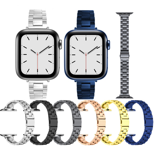 สําหรับ <span class=keywords><strong>Apple</strong></span> <span class=keywords><strong>Watch</strong></span> 8 7 <span class=keywords><strong>6</strong></span> 5 4 38 มม.40 มม.42 มม.44 มม.สร้อยข้อมือโลหะ 14 มม.Slim สาม Link สแตนเลสนาฬิกา - Product Image 1