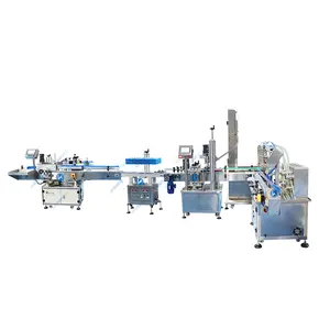 Automatic Liquid Wine Beverage Juice Bottle Filling Aluminum Foil Sealing Capping Labeling Machine Production Line