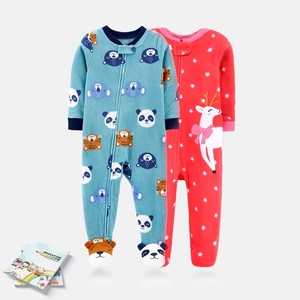 Personalización de fábrica, ropa infantil, Pelele de piel vaquera de lana para niño con cierre de <span class=keywords><strong>cremallera</strong></span>, <span class=keywords><strong>pijama</strong></span> de lana para bebé - Product Image 2