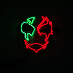 Máscara de silicona con forma de gato pintada a mano con luz LED Sexy Street Dance Hip-Hop Ghost Mask Men Halloween Horror Cosplay Decor Payaso - Product Image 2