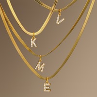 Collier initial en acier inoxydable avec pendentif lettre A-Z en zircone, bijou tendance et polyvalent pour femme