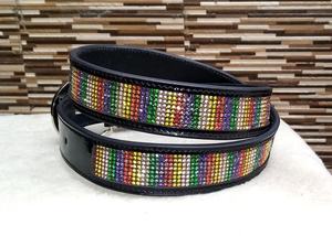 Ceinture de cavalier en cuir cristal arc-en-ciel de qualité supérieure - Product Image 2
