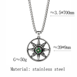 Personalized Male Accessory Wilderness Adventure Travel <strong>Compass</strong> Necklace with 316L Stainless Steel Pendant and Link <strong>Chain</strong> - Product Image 5