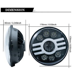 Feux diurnes jaunes et blancs intégrés ronds étanches à haute luminosité de 7 pouces adaptés aux camions, véhicules tout-terrain - Product Image 2