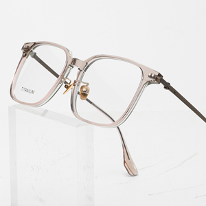 Titanium Square Full Rim <b>Eyeglasses</b> Solid Brown Anti-Uv Lightweight Unisex Adults Vision Correction <b>Frames</b> - Product Image 3