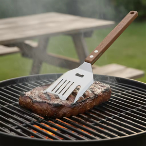 Rustproof Stainless Steel <b>BBQ</b> Spatula with Wooden Handles Heat-Resistant up to 500.F Kitchen Tool Accessories - Product Image 1