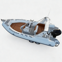 Bateau pneumatique semi-rigide 6,8 m RIB 680 Sport avec coque en fibre de verre et tubes pneumatiques en Hypalon et PVC, certifié CE pour la pêche et les excursions en mer