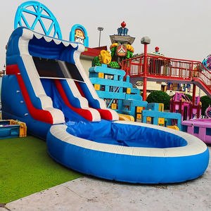 บ้านลมเป่าลมขนาดใหญ่ทำจากพีวีซี พร้อมแทรมโพลีน สนามเด็กเล่นกลางแจ้งสำหรับครอบครัว พร้อมสไลเดอร์น้ำสำหรับสวนสนุก - Product Image 1