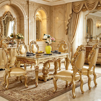 Table à manger rectangulaire de luxe européenne, ensemble de table à manger de luxe, table à manger en marbre de luxe, ensemble de meubles pour la maison