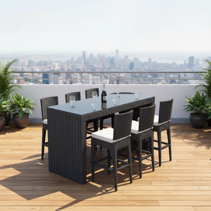 Tabouret de bar portable haut de gamme au design pastoral extérieur avec cadre et dossier en plastique, chaises en rotin durables pour cour et club - Product Image 2