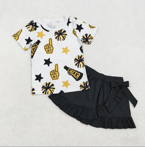 Completo <span class=keywords><strong>da</strong></span> Cheerleader per Bambine, 2 Pezzi: T-Shirt a Maniche Corte e Gonna Corta Coordinata, Abbigliamento per il <span class=keywords><strong>Giorno</strong></span> della Partita - Product Image 5