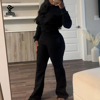Ensemble de survêtement Y2K pour femmes : sweat à capuche zippé et pantalon évasé, tenue deux pièces personnalisée pour fabricants de vêtements