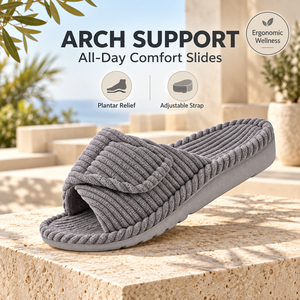 <span class=keywords><strong>Ciabatte</strong></span> da casa da <span class=keywords><strong>donna</strong></span> in velluto a coste, regolabili con velcro, con supporto plantare ortopedico, a punta aperta, per interni, stock all'ingrosso - Product Image 1
