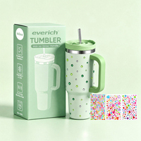 Gobelet isotherme Everich H2.0 40oz à double paroi, sans BPA, avec revêtement poudré, gravure laser personnalisée du logo, poignée et paille