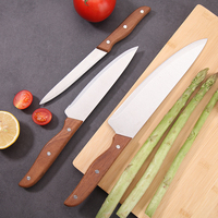 Nouvel arrivage Ensemble de 5 couteaux de cuisine antiadhésifs Ensemble de couteaux de chef avec manche en bois de haute qualité pour coffret cadeau