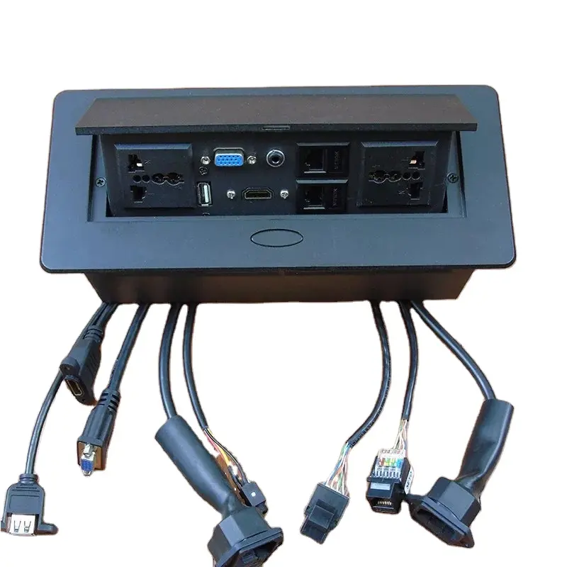 Konferans masa üstü Evrensel Güç soket anahtarı RJ45 L, an1, ses TV/ofis mobilyaları pop up kablo soket geri çekilebilir soket