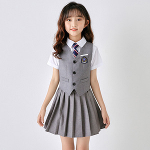 Màu xám vest và phong cách người anh thể thao mẫu giáo đồng phục mùa hè đồng phục cho Trường Tiểu Học Trung Học Cơ Sở - Product Image 3