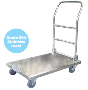 Heavy-Duty Stainless Steel <strong>Flat</strong> Platform Trolley <strong>Cart</strong> for Warehouse and Factory Handling - Product Image 4