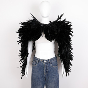 Para <span class=keywords><strong>Amazon</strong></span> Halloween Masquerade Party Costume Props Multi-Color Opcional Cross-Border Feather Shawl Cape Chaleco Collar - Product Image 4