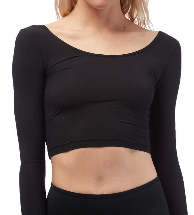 ladies black midriff long sleeve tee for women custom long
