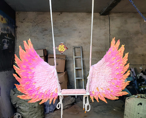 Personnalisation d'usine grandes <span class=keywords><strong>ailes</strong></span> de balançoire de plume d'ange géant avec Base pour la décoration de mariage décoration murale de fond - Product Image 4