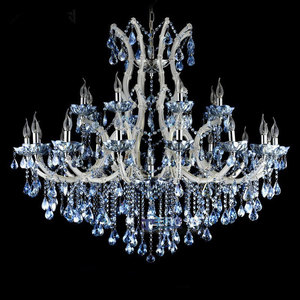 Lámpara de Araña de Cristal María Teresa RHD, Clásica y Elegante, con Lámparas Azules y Blancas Centrales, Altura Ajustable, para Uso en Hoteles, Incluye Proyecto - Product Image 5