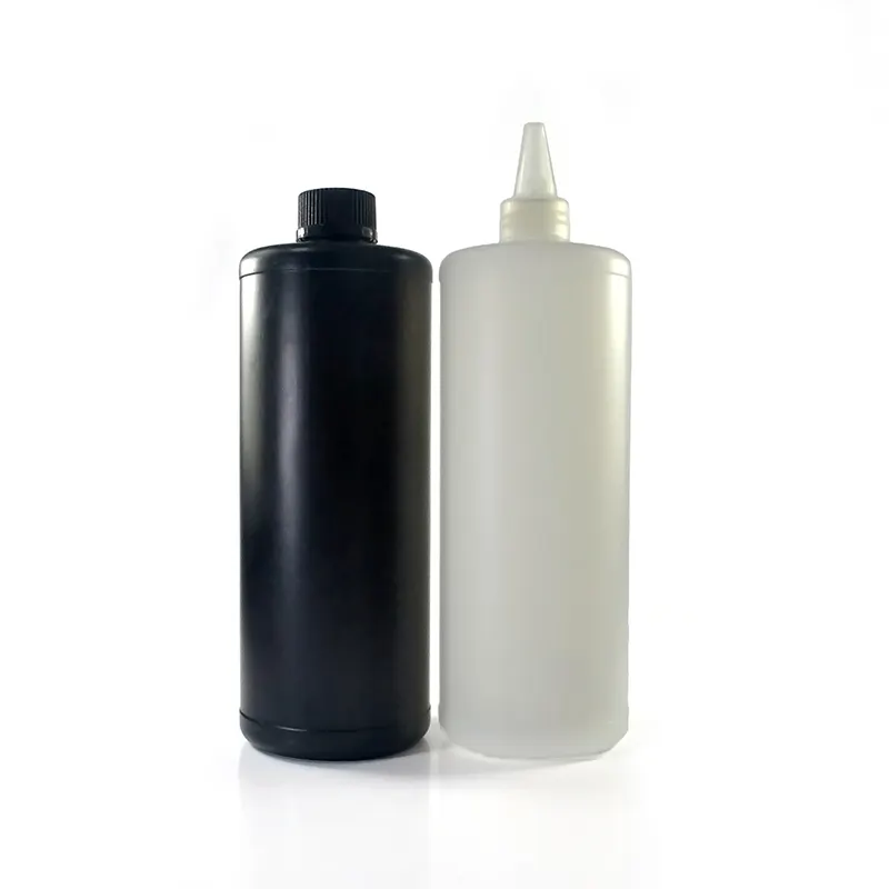 8Oz 0,5 L 1l Container 30Ml 60Ml 120m 250Ml 500Ml 1000Ml Gellak Hdpe Zwarte Plastic Fles Met Puntige Doseerblad