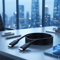 Kabel Tipe-C PD100W 10Gbps E-Marker Smart Chip Braided Shielding 5A Pengisian Cepat MacBook Pro 4K Pemindai IOS Printer Mobil Kamera