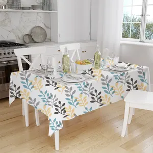 Designer Easy Clean Easter Oil-proof Stain-resistant PEVA Printed Plastic Tablecloth For Dining Room Banquet Camping