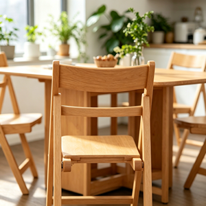 Scandinavian Wooden Foldable <b>Chair</b> With Solid <b>Back</b> Modern Living Room Furniture For Home Dining - Product Image 2