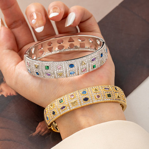 Geometric Enamel <b>Bangle</b> Gold And <b>Silver</b> Zinc Alloy Micro Insert Women's Jewelry Gift Fashion <b>Bracelet</b> - Product Image 1