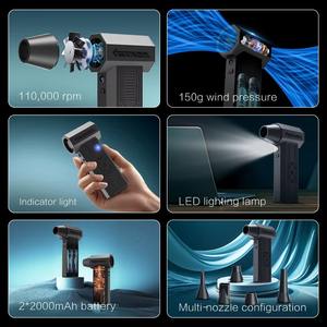 Souffleur d'air sans balais en PVC certifié CE ROHS FCC Aspirateur 2 1 110000RPM USB-C rechargeable économe en énergie <span class=keywords><strong>Usine</strong></span> directe OEM ODM - Product Image 4