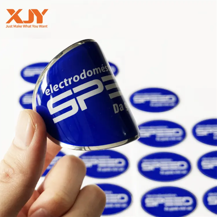 XJY özel kalın mat su geçirmez etiket etiket parlak yapıştırıcı metalik parlak gümüş özel yapışkan logo baskılı