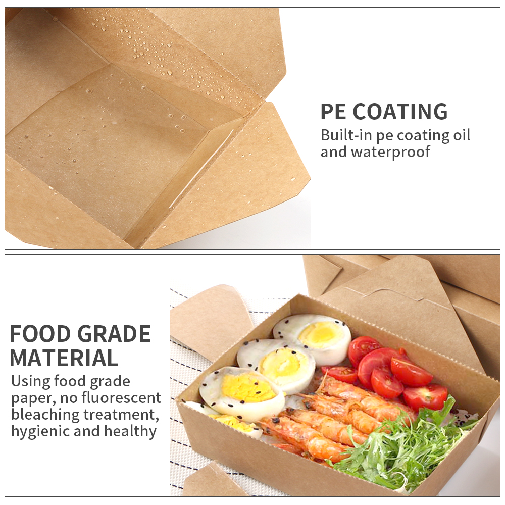 customized disposable kraft food packaging take away paper boxPopular