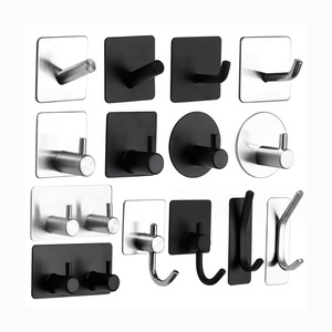 Bán Buôn Thép Không Gỉ Bằng Gỗ Trang Trí Tự Dính Tường Quần Áo Áo Hat <span class=keywords><strong>Hooks</strong></span> Cho Tường - Product Image 2