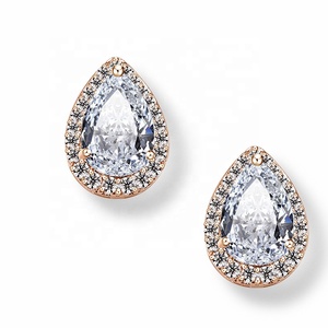 RAKOL EP001 Pendientes de circón con forma rasgada Declaración colgante de cobre - Product Image 1