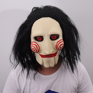 Máscara de Látex de Saw <span class=keywords><strong>Man</strong></span> para <span class=keywords><strong>Cosplay</strong></span> con Temática de Película de Halloween, Máscara de Terror con Cadena para Bromas de Halloween - Product Image 2