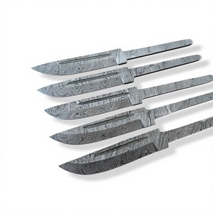 PAK ENTERPRISES Ensemble de lames de couteau en acier Damas, faites à la main, à pointe tombante, pleine longueur, finition satinée, pour couteau personnalisé DIY - Product Image 1