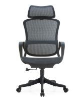 Chaise de bureau en maille noire JOHOOFURNITURE, base en PP de 330 mm, mécanisme papillon, vérin à gaz peint en noir, accoudoirs en PP
