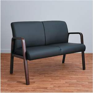 Sofá de Dos Plazas Alera Serie Reception Lounge, Madera, 44.88 Ancho x 26.13 Profundidad x 33 Alto, Negro/Mogoní, para Apartamento, Vestíbulo, Sala de Estar - Product Image 5