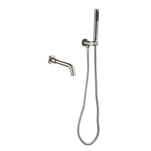 Ensemble de douche mural encastré avec mitigeur bain-douche en laiton à double poignée et jet pluie, avec cartouche céramique - Product Image 1
