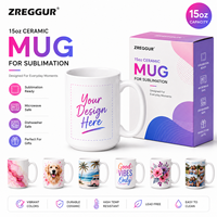 Taza de Café de Cerámica de 15 oz para Sublimación, Personalizable con Logotipo, Interior y Asa de Color, Venta al Por Mayor, Regalo Promocional, Fabricante OEM, Venta al Por Mayor