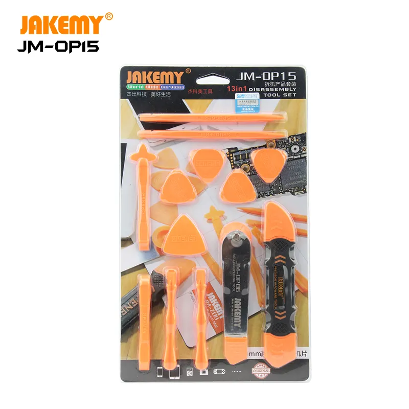 JAKEMY Công Cụ Mở Mini Chất Lượng Cao Với Crowbar An Toàn Pry Lát Cho Điện Thoại Di Động Trò Chơi Pad 13 Trong 1 Bộ Công Cụ Gia Đình