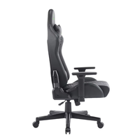 Chaise de jeu ergonomique pivotante personnalisée en cuir PU avec accoudoirs 3D réglables, vérin à gaz 4 positions, noire, inclinable et rafraîchissante
