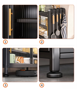 Kitchen 6-layer Adjustable Sideboard Cabinet Floor-to-floor Multifunctional Shelf <strong>Microwave</strong> Oven Steel <strong>Storage</strong> - Product Image 5
