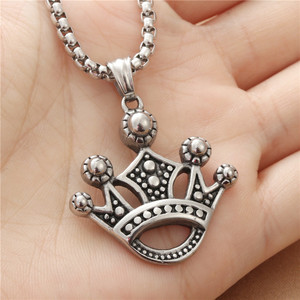 Tibetan <b>Silver</b> <b>Crown</b> Pendant Necklace Women's Retro Punk Style Geometric Design Party Jewelry 19015 - Product Image 3