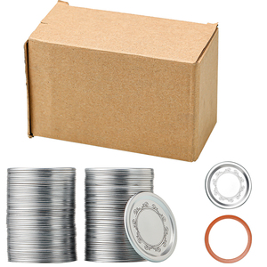 ツイストオフ式金属蓋、気密食品ジャー蓋100個入り、レギュラーマウス缶詰蓋、分割型金属メイソンジャー蓋（缶詰用） - Product Image 1