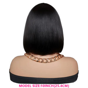 Vente flash : Perruque noire naturelle avec <span class=keywords><strong>frange</strong></span>, <span class=keywords><strong>coupe</strong></span> courte bob, <span class=keywords><strong>cheveux</strong></span> humains, sans dentelle, perruques bob pour femmes - Product Image 6