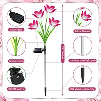 Lampes solaires LED à 4 têtes en forme de lys artificiels, étanches IP65, pour allées, pelouses, patios, jardins et décorations de vacances
