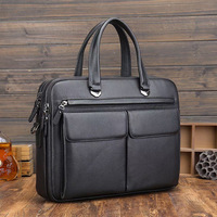 Porte-documents pour ordinateur portable en cuir véritable de vachette grainé, sac pour homme d'affaires pour les voyages d'affaires
